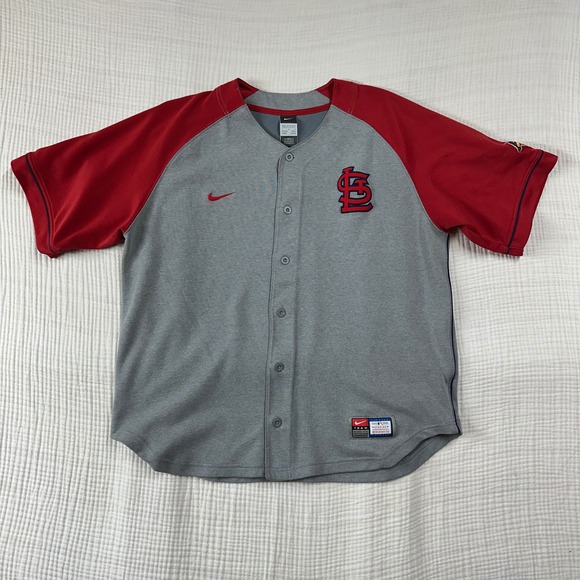 Nike Other - Vtg Nike St Louis Cardinals Mens Jersey Baseball MLB Button Up Grey Red Size L